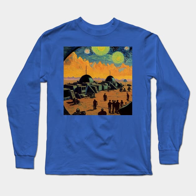 Starry Night in Mos Eisley Tatooine Long Sleeve T-Shirt by Grassroots Green